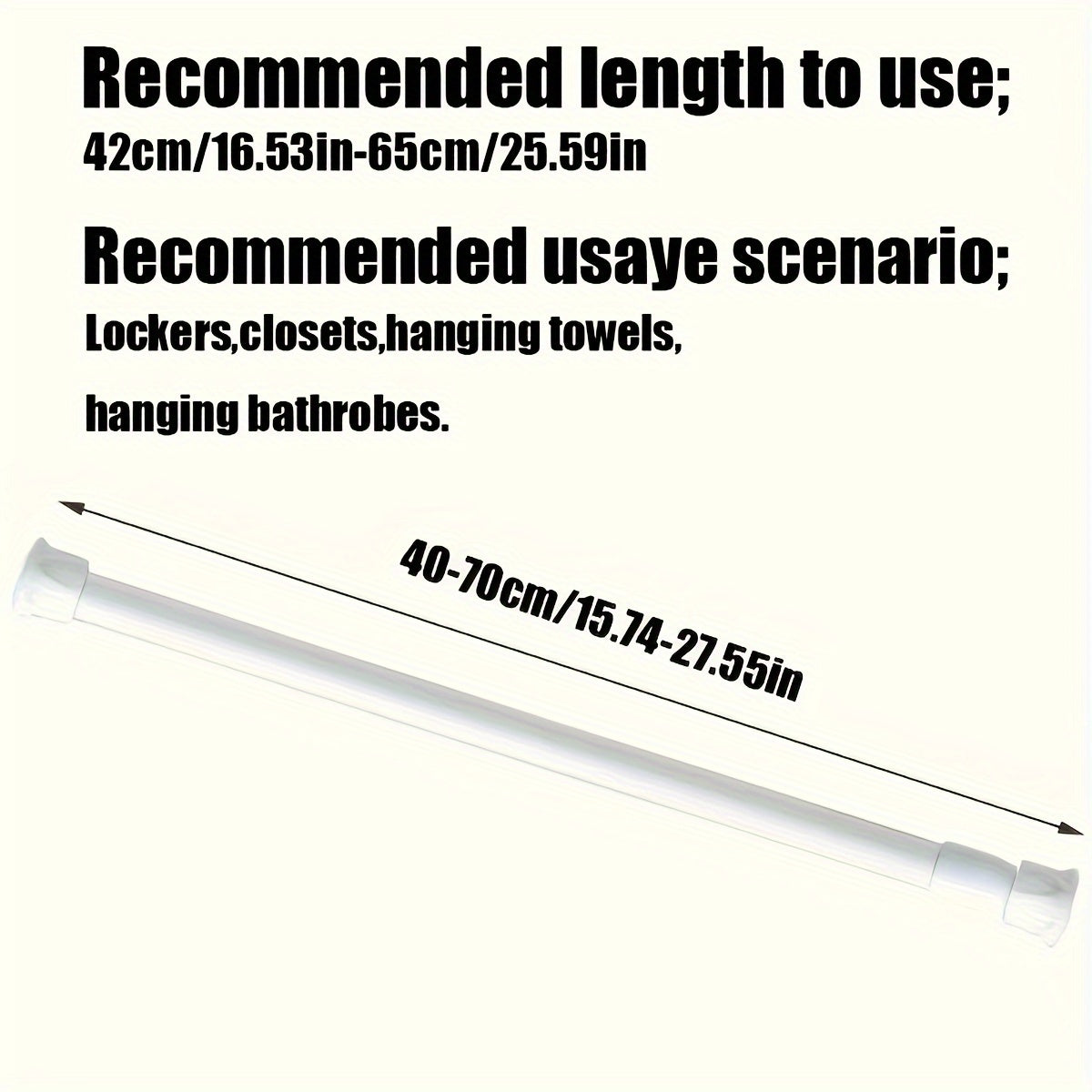 Telescopic Curtain Rod with Spring for Shower Curtains and Clothes Hanging Black White Wood Grain