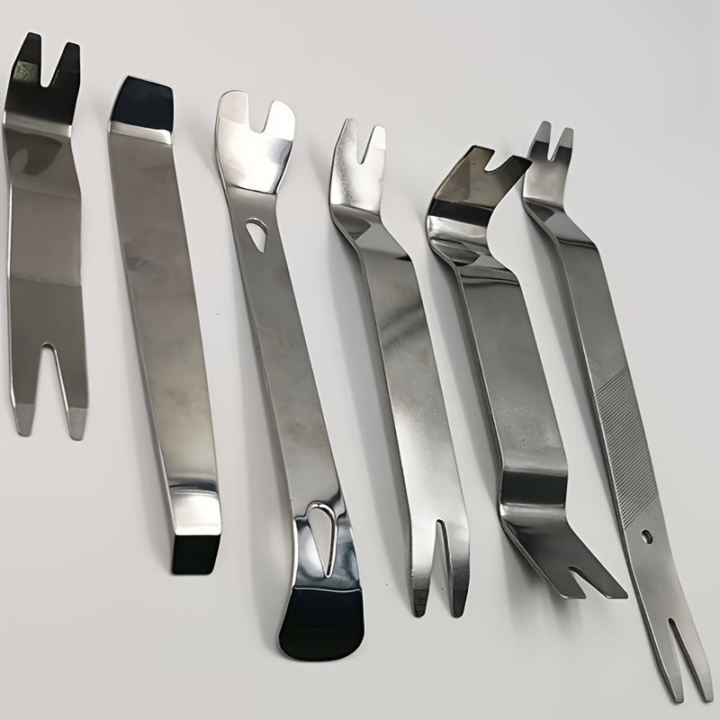 6pcs Car Audio Modification Tool Kit Stainless Steel Pry Bars for Interior and Door Panel Removal