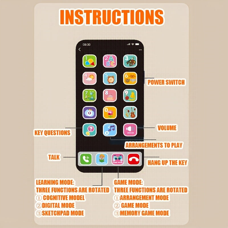 Educational Toy Phone for Kids with Sound and Music Alphabet and Number Flashcards