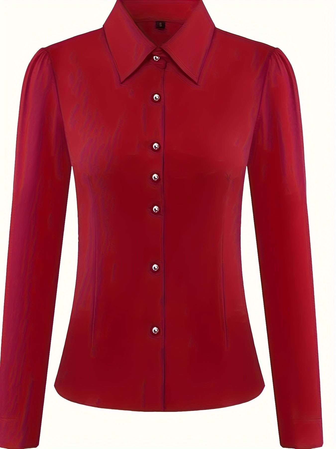 Women's Long Sleeve Blouse Solid Color Square Neck Single Breasted Regular Fit Casual Wear