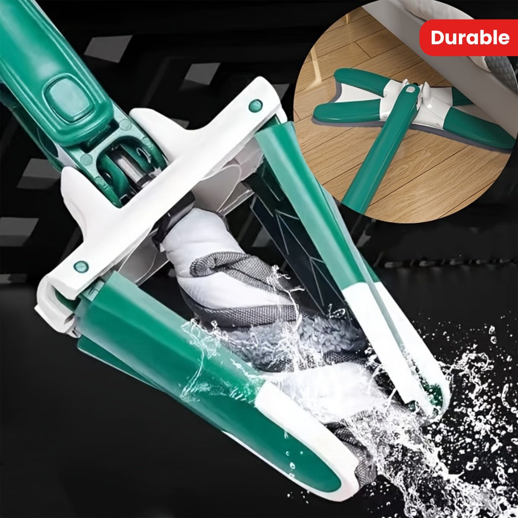 Butterfly Shaped Flat Mop Kit with Microfiber Pad and Reusable Cloths for Wet Dry Cleaning