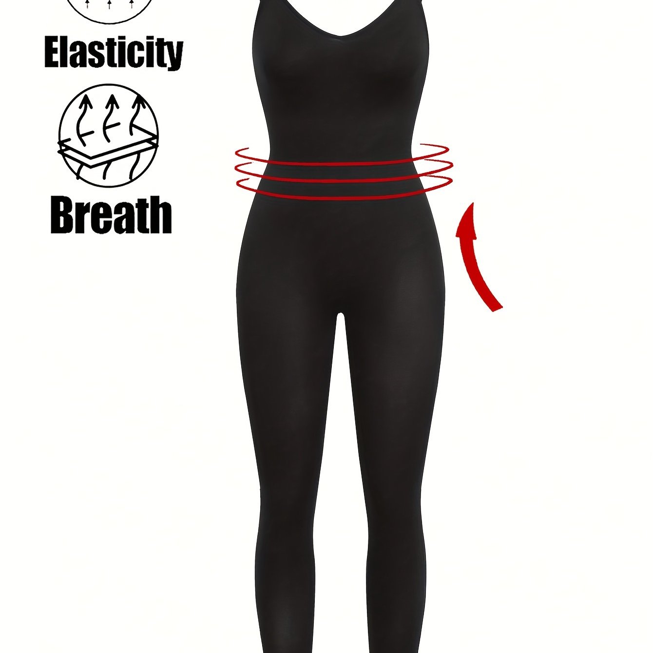 Backless Shaping Jumpsuit with Seamless Design Tummy Control Solid Color Knit Fabric