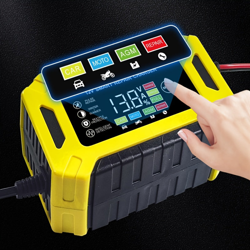 Умное зарядное устройство для аккумуляторов 12В 6А для автомобилей и мотоциклов, свинцово-кислотное, с цифровым дисплеем