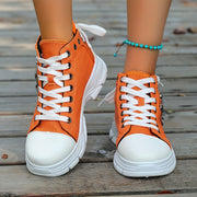 Men's Casual High-Top Sneakers Blue Denim Lace-Up Rubber Sole