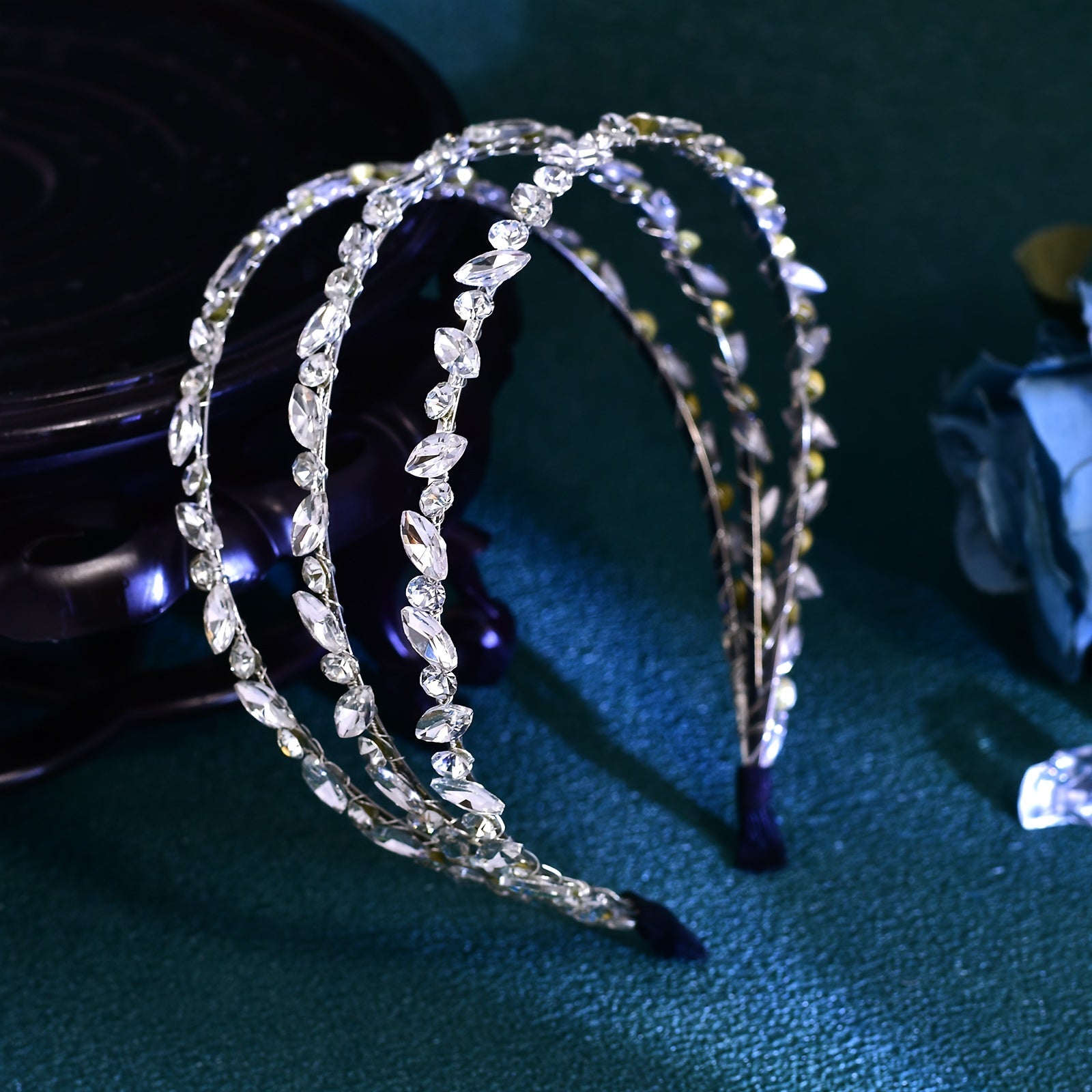 Vintage ilhomlantirilgan to'y boshbog'i, rhinestones bilan bezatilgan, zamonaviy to'y soch aksessuari