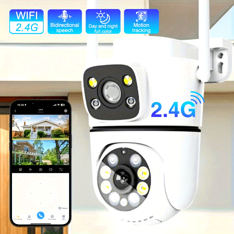 Smart Security Camera Indoor Outdoor 2MP Dual Lens Night Vision AI Human Detection