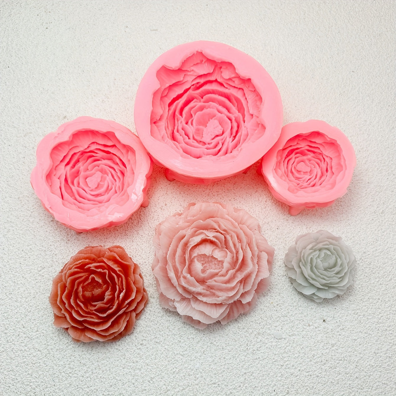 Silicone Mold for DIY Crafts Peony Flower Design Resin Candle Soap Clay 1pc