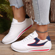 Women's Casual Flat Sneakers Low Top Lace-Up All-Season Man-Made Materials