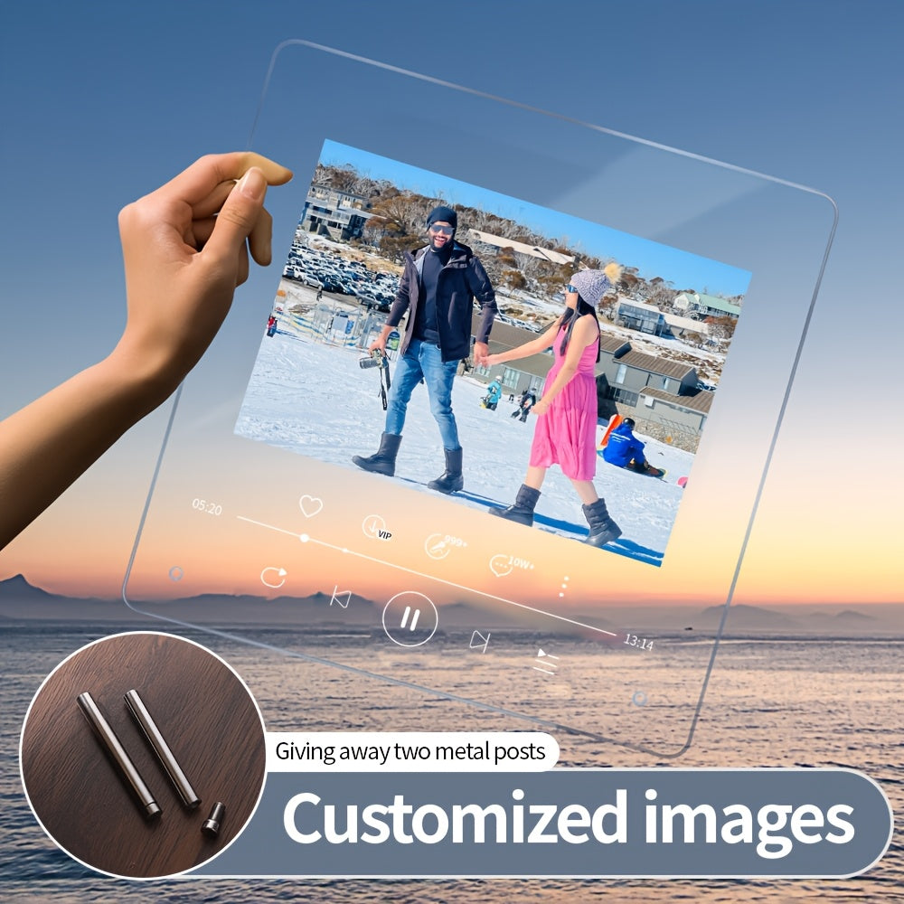 Personalized Heart Design Acrylic Photo Frame for Couples and Pets Gift