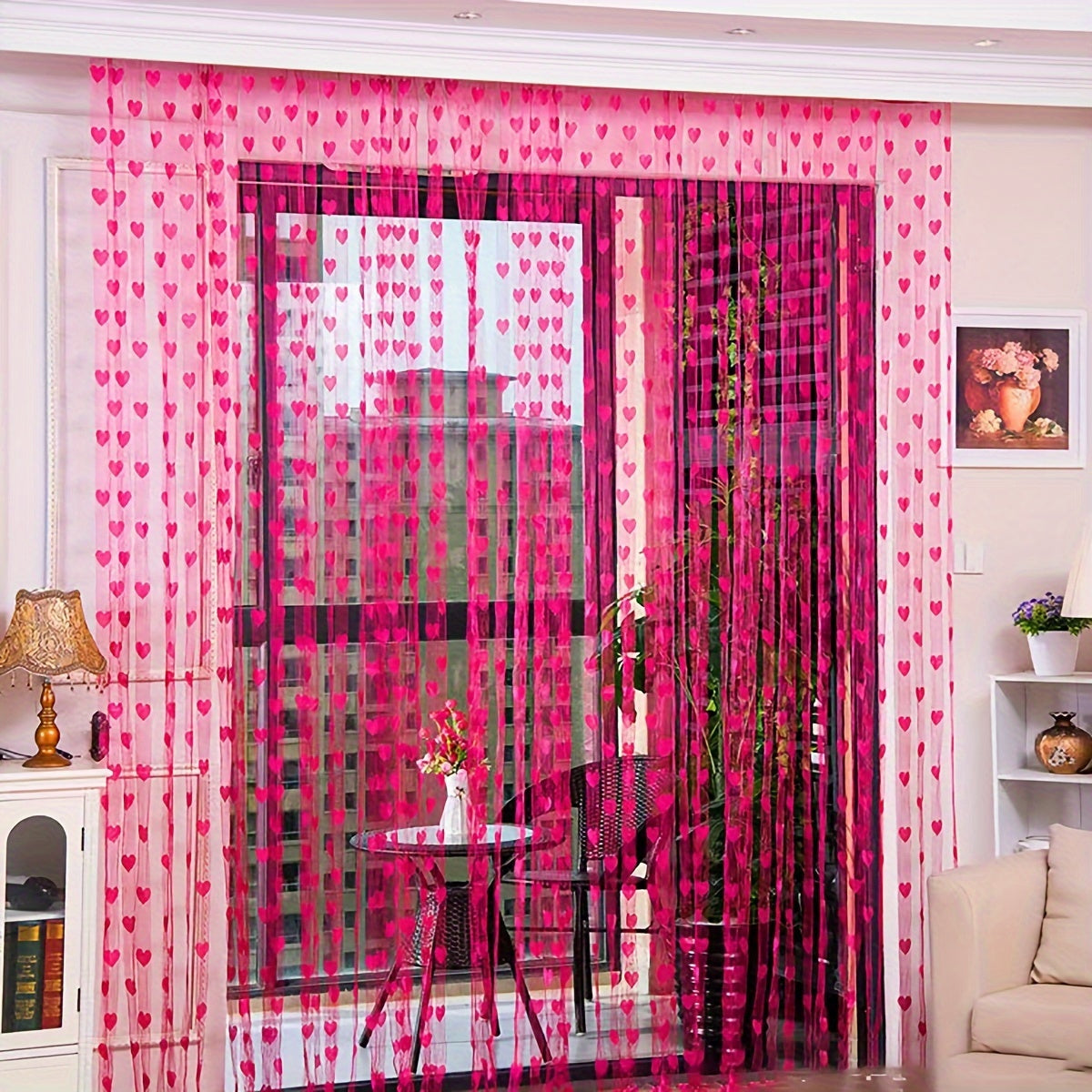 Pink Heart Tassel Door Curtain for Weddings and Home Decor