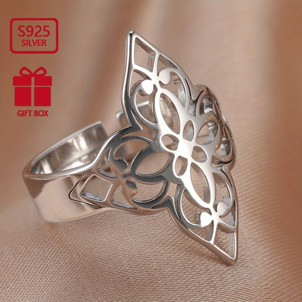 Ayollar uchun Sterling Silver etnik uslubdagi omadli gul uzuk