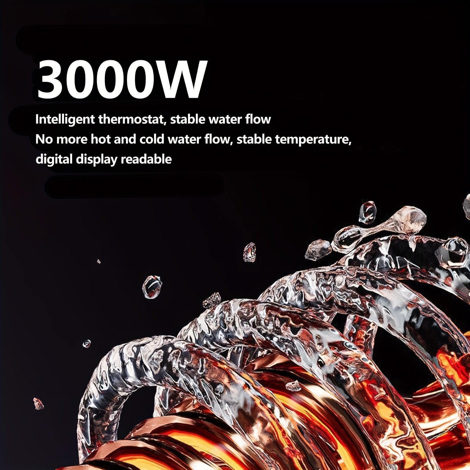 Electric Kitchen Faucet with Hot and Cold Water, 3000W, Metal Finish