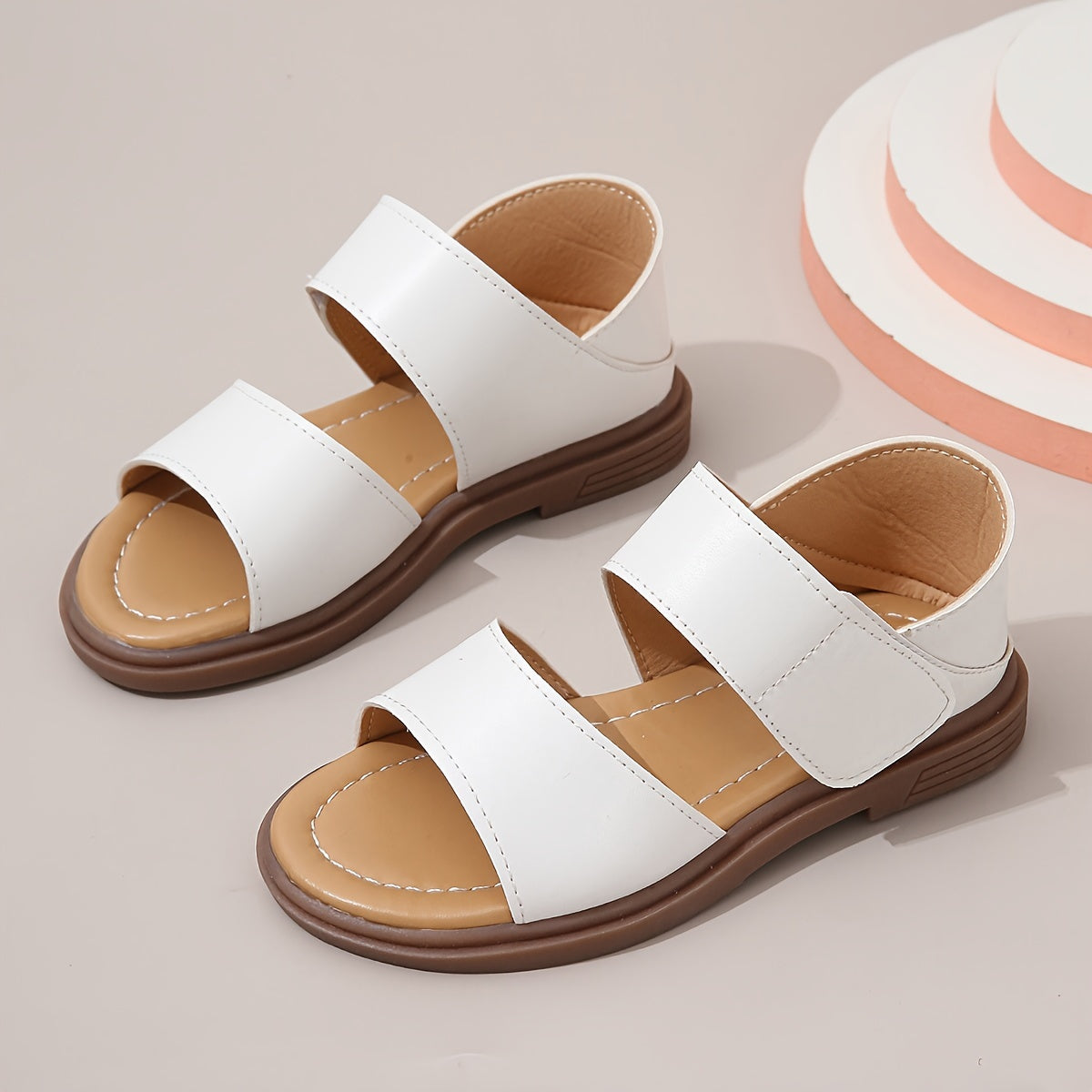 Girls Summer Sandals Open-Toe Braided Straps Flat Sole Casual Festival
