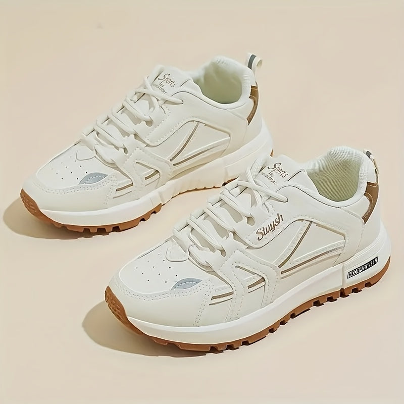 Women's Casual Sports Sneakers All-Season Breathable Lace-Up Mid-Top Shoes