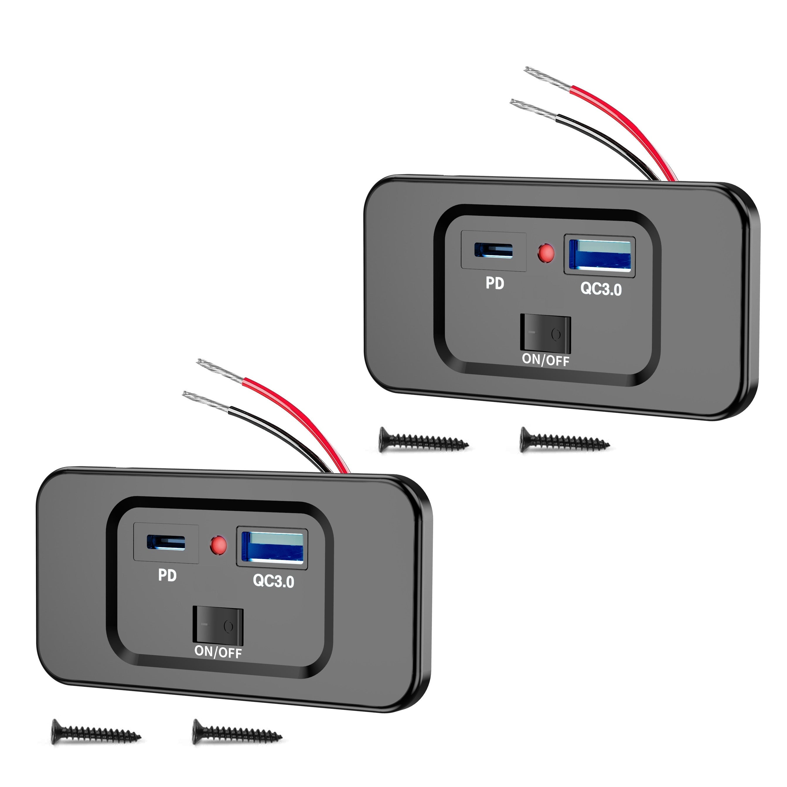Car Fast Charging Charger Socket Dual USB QC3.0 PD3.0 Type-C Wall Mount