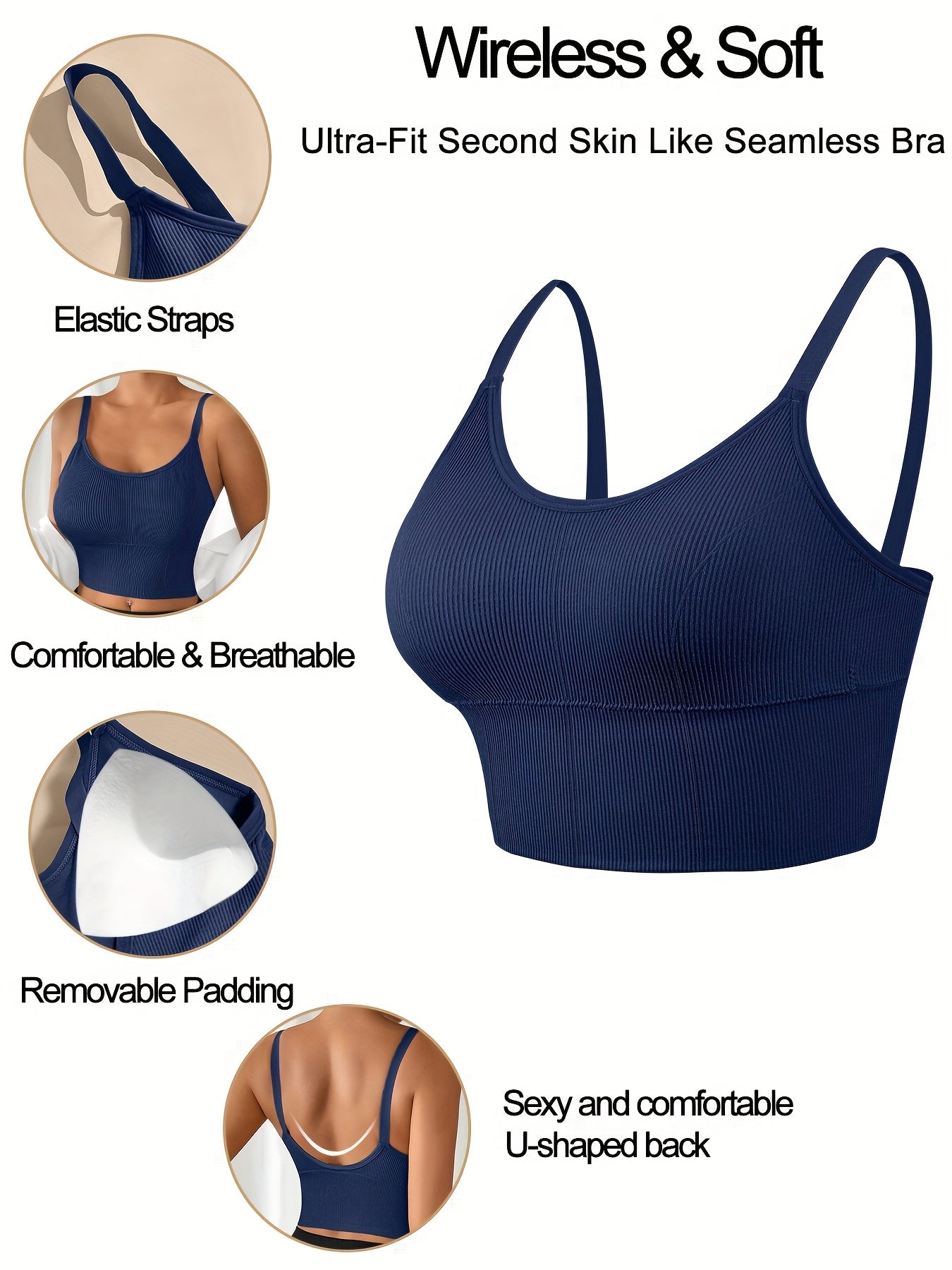 Plus Size Sports Bra High Elasticity Removable Pads Backless Yoga Running