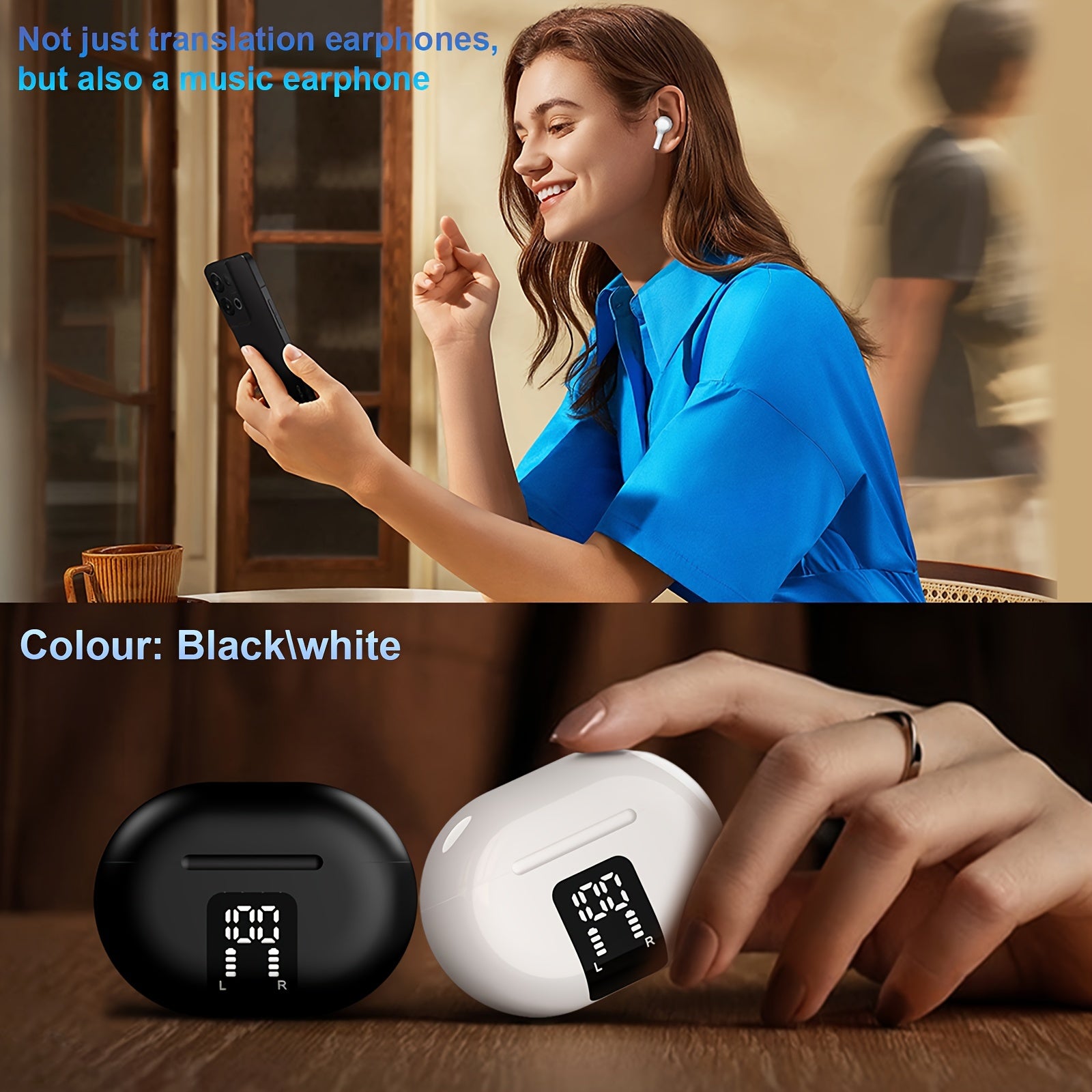 Wireless Earbuds with Real-Time Language Translation Support 150 Languages for Travel and Business