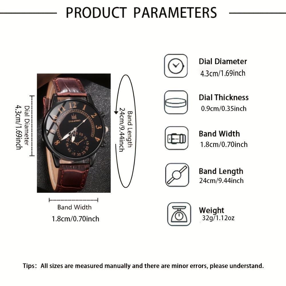 Men's Minimalist Small Dial Quartz Watch and Bracelet Set for Gift