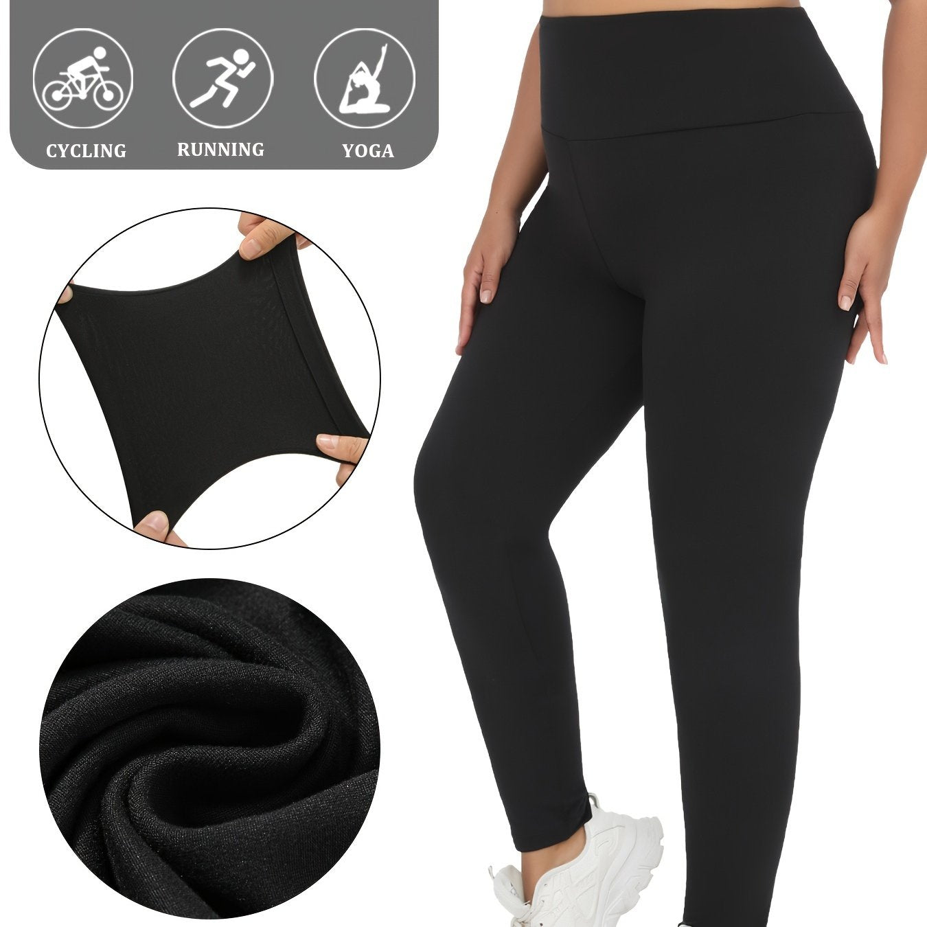 Plus Size High-Waisted Tummy Control Yoga Leggings for Women Blue