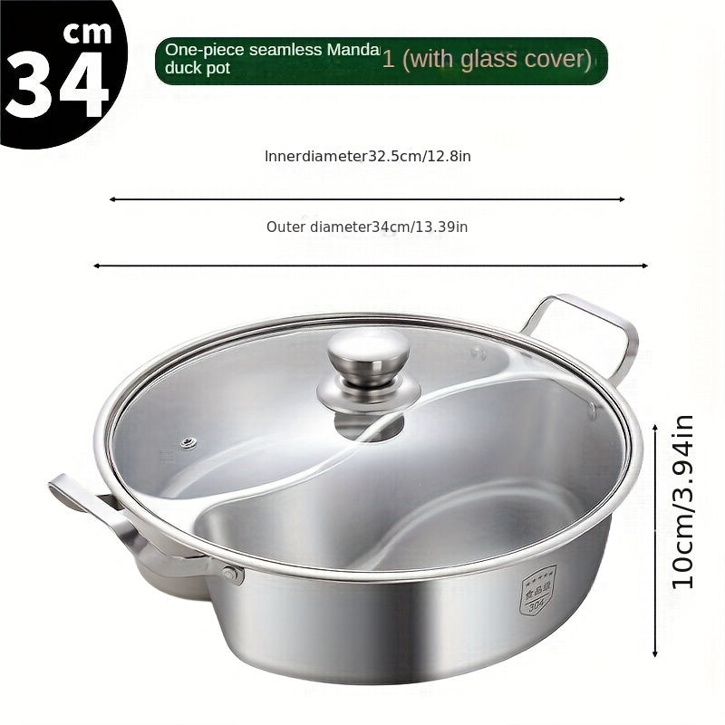 Large Capacity Stainless Steel Hot Pot and Soup Cooker for Induction Cooking