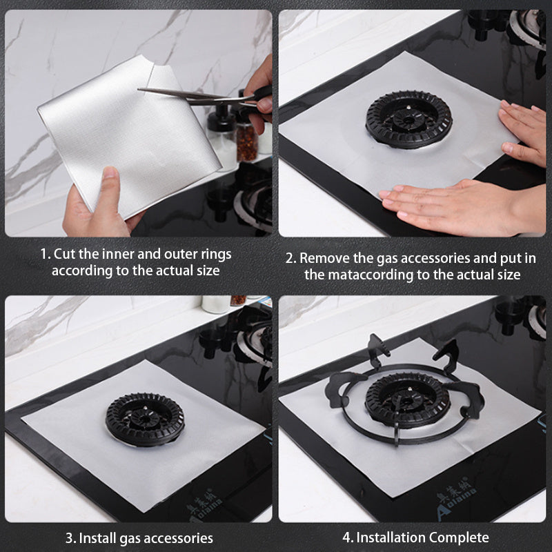 Gaz pechka moyga chidamli yostiqchalari, qayta ishlatiladigan, olovga chidamli, suv o'tkazmaydigan oshxona pechka himoyasi