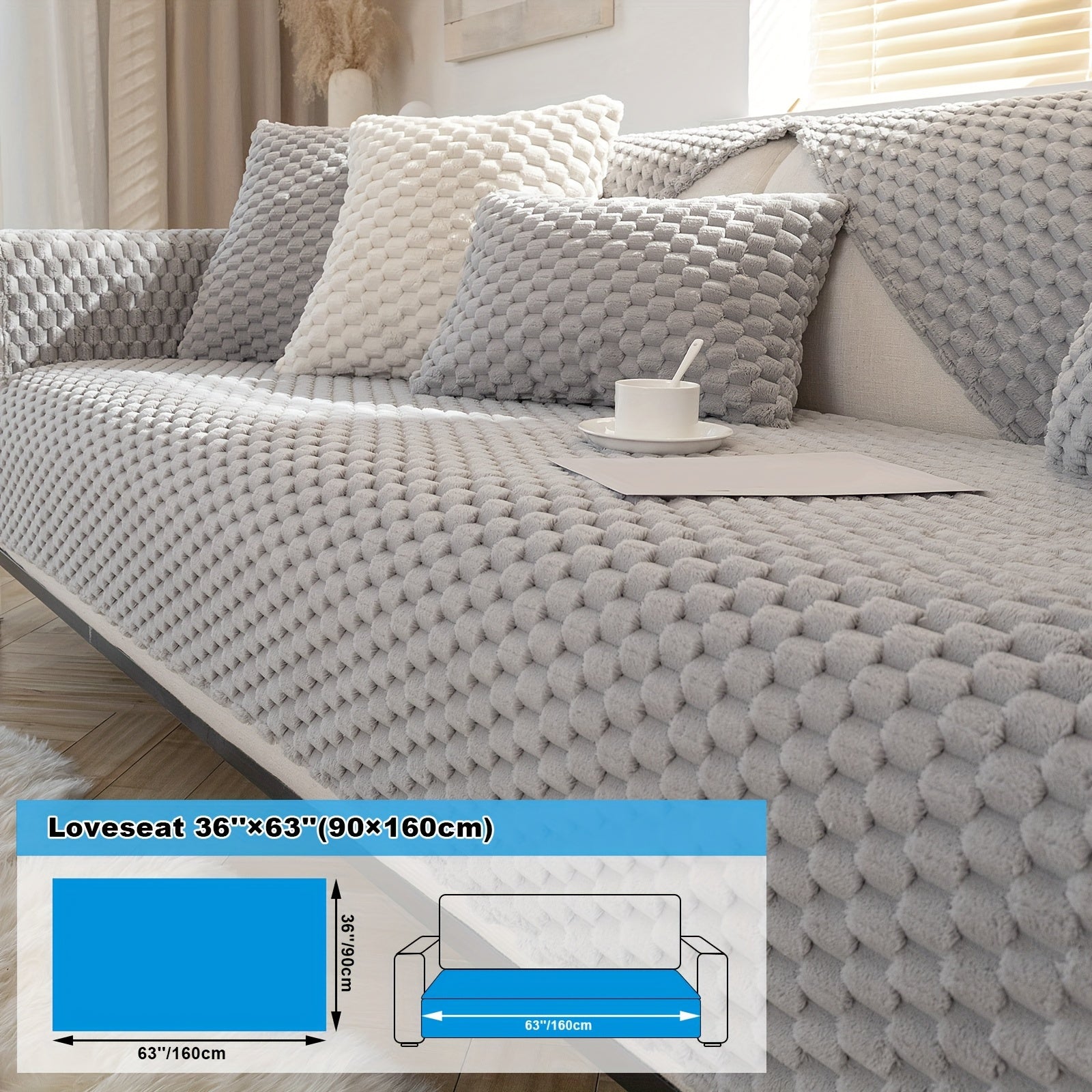 Velvet Sofa Cover Non-Slip Pet-Friendly Thick Furniture Slipcover for Armchairs and Sectionals