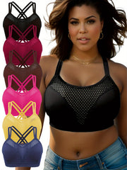 Women's Plus Size Cross-Strap Backless Sports Bras Wireless Hollow-Out Workout Wear