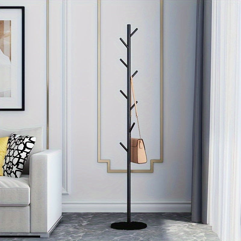 Wooden Coat Rack Stand with Decorative Base Free Standing Clothes Hanger for Entryway