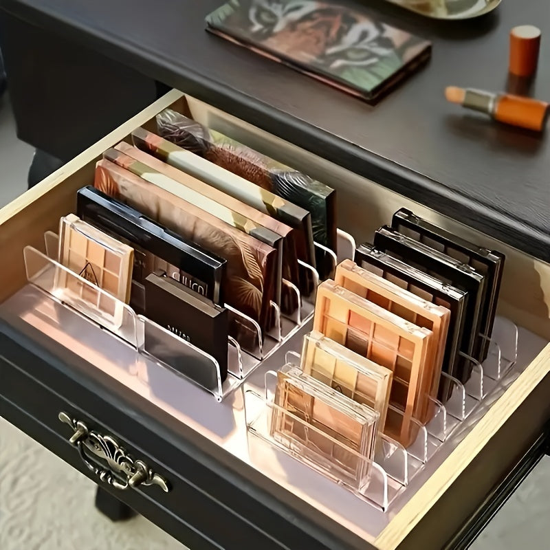Clear Acrylic Makeup Organizer with 7 Grid Storage for Eyeshadow and Cosmetics