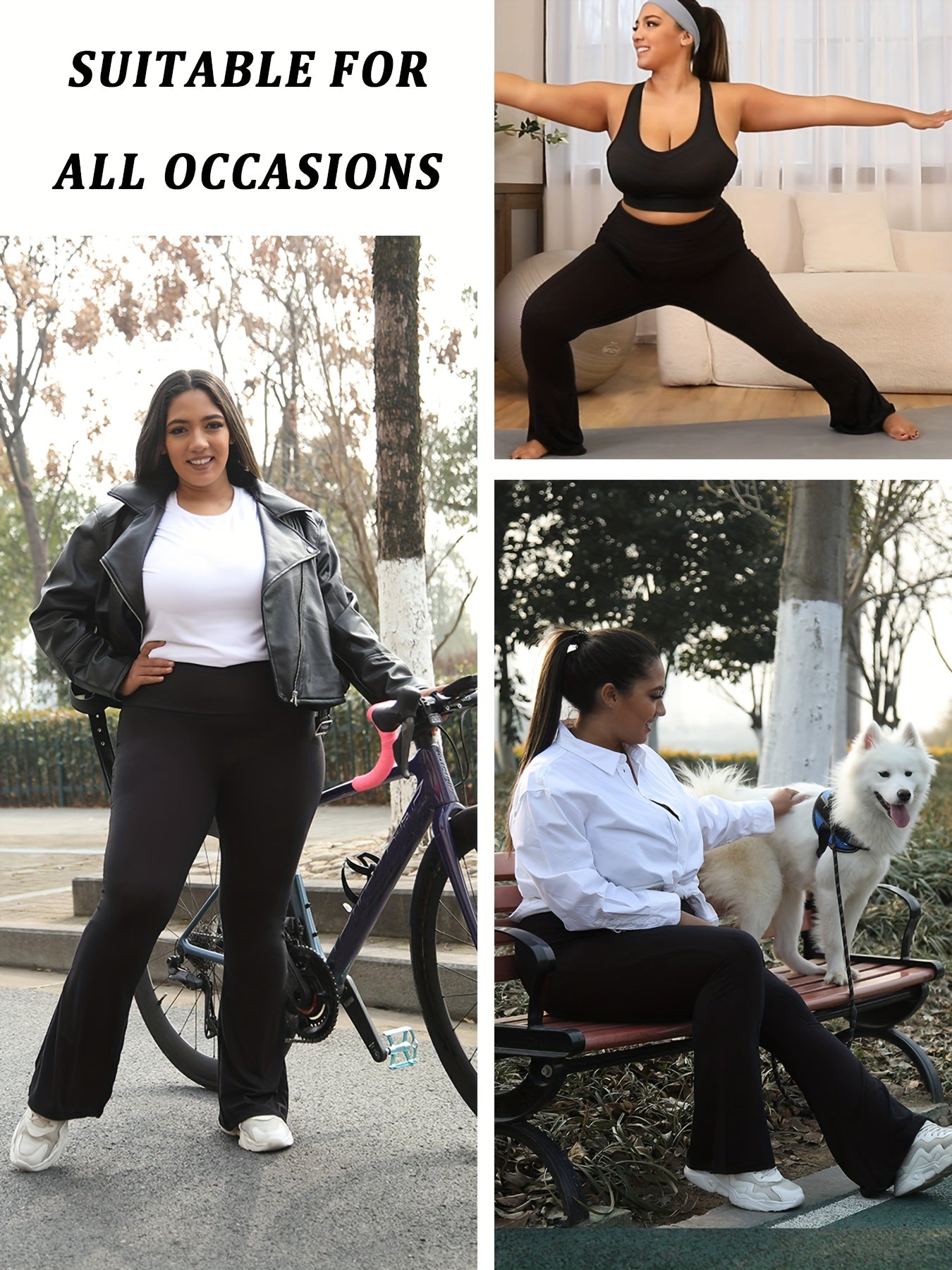 Women's Plus Size High Waisted Flare Leggings Black Grey 5 Pack Yoga Pants