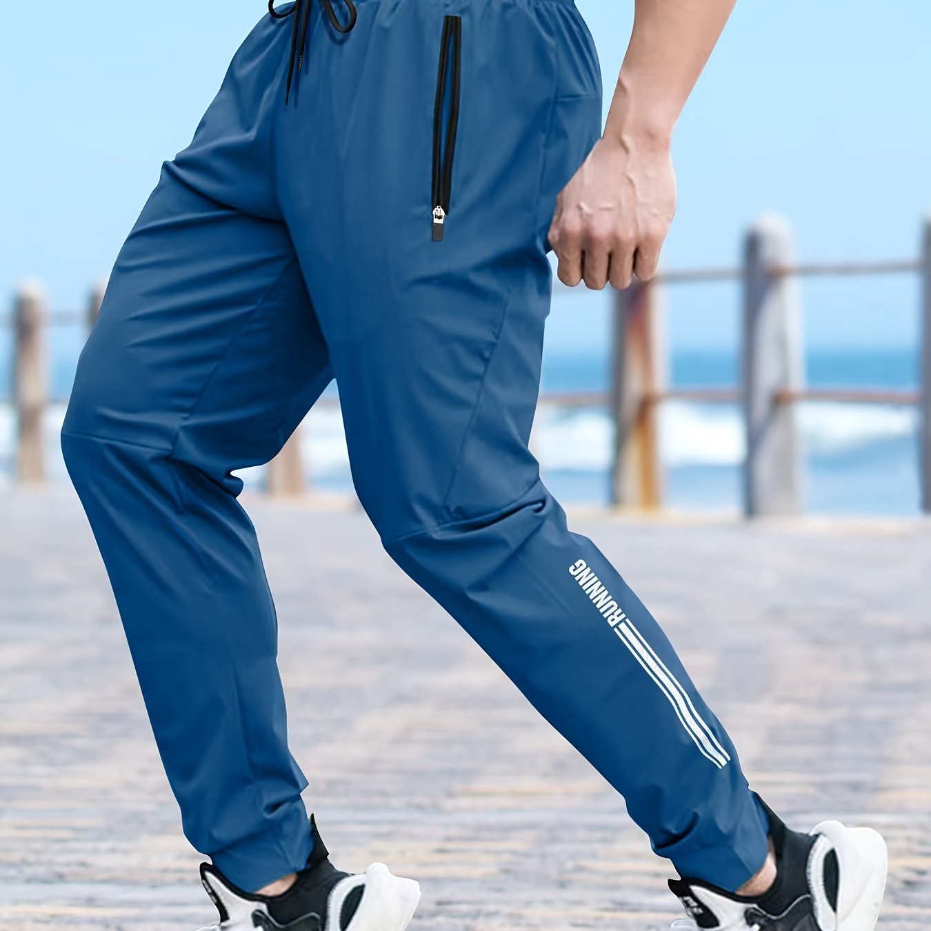 Pantalones deportivos de poliéster para hombre, que absorben la humedad, de corte holgado y secado rápido para correr, yoga y entrenamiento