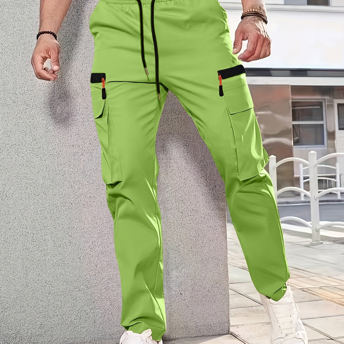Men's Cargo Pants Regular Fit Solid Color Polyester Straight Leg All-Season Casual