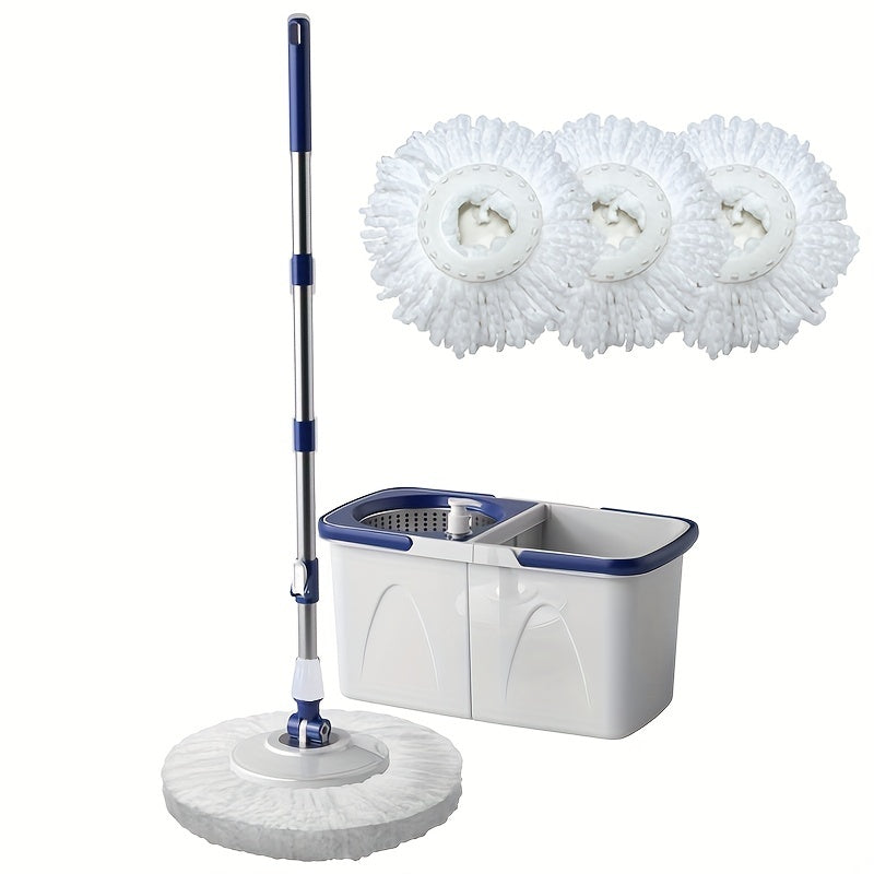 Spin Mop and Bucket System with Microfiber Pads for Hardwood and Tile Floors