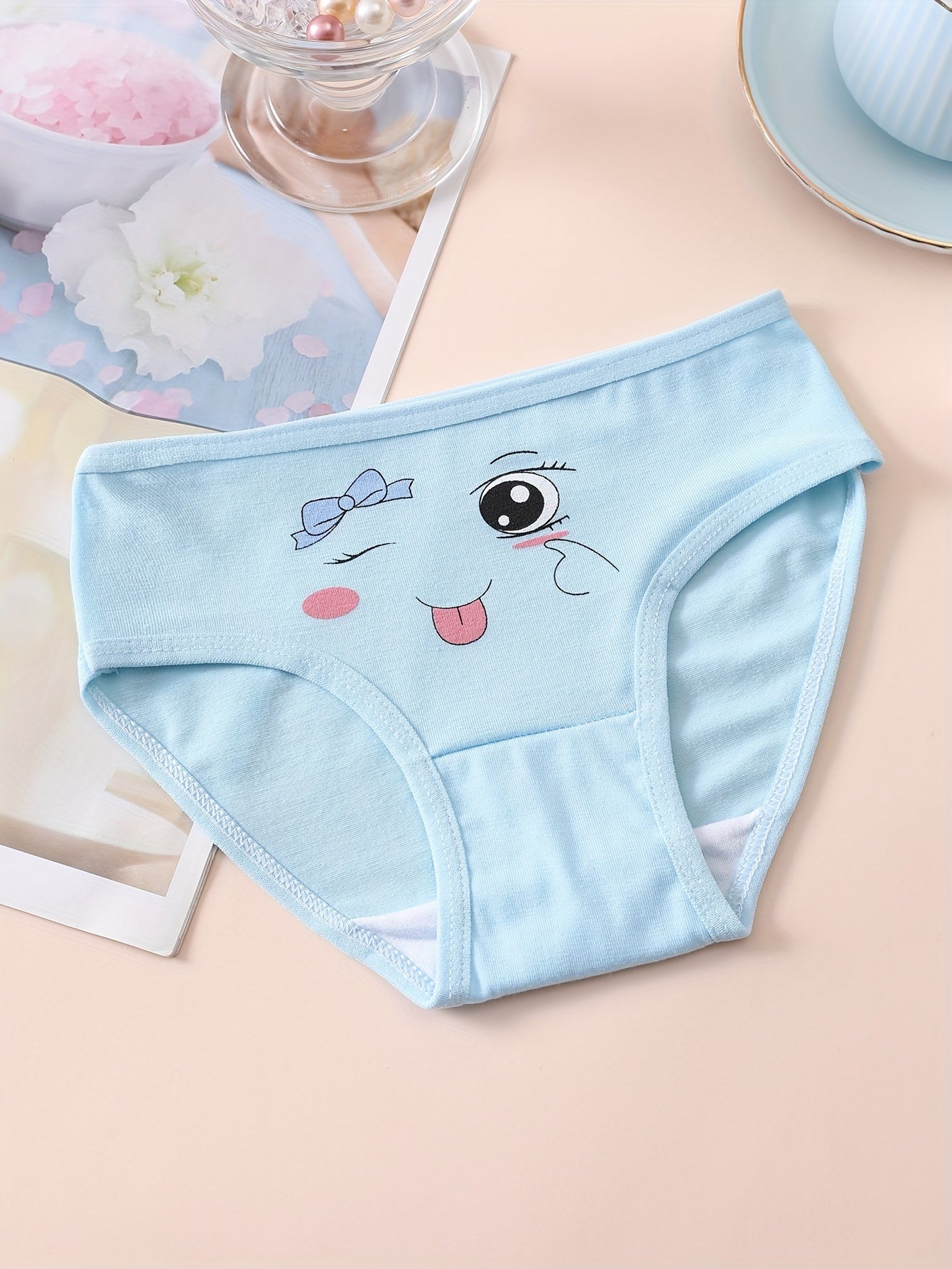 Girls' Cotton Briefs Pack of 10 Cute Pattern Breathable Underwear for Children