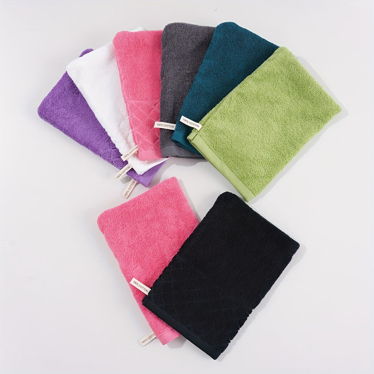 Cotton European-Style Bath Mitts Sets 8 or 10 Pieces Multi-Color Absorbent Soft Reusable