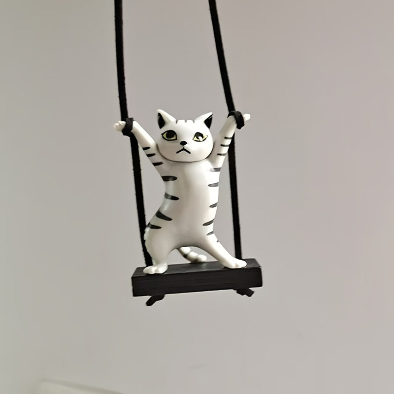 Chiroyli mushuk mashina taqilishi, raqsga tushayotgan mushuk bezaklari, ijodiy orqa ko'rinish oyna bezaklari