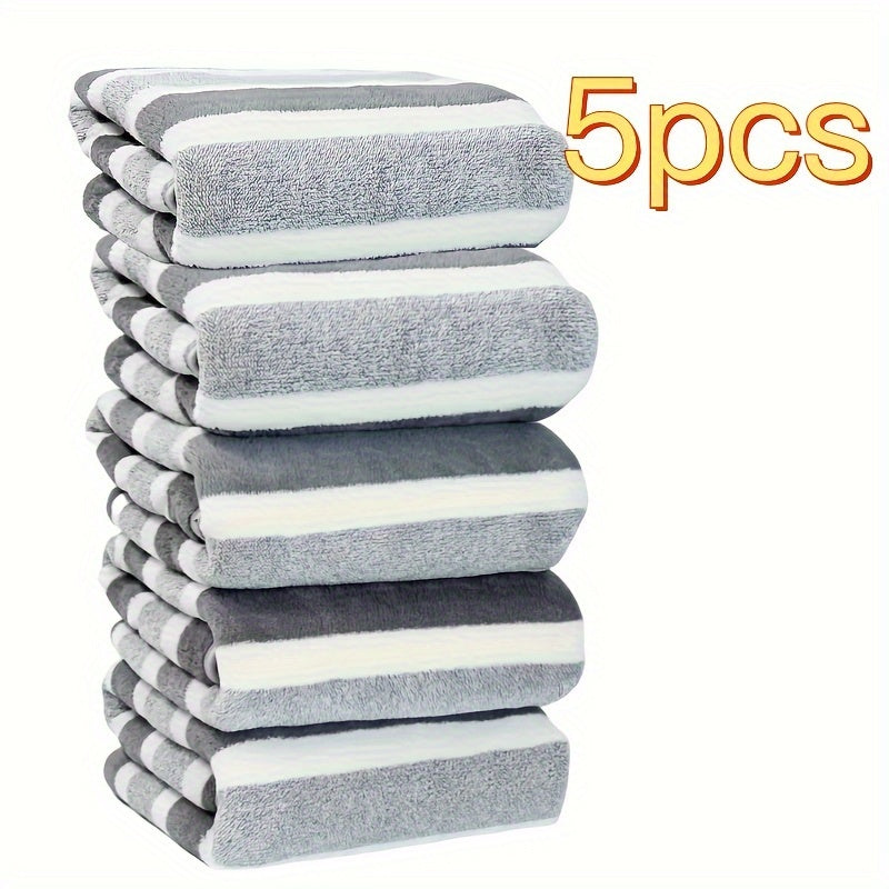 Coral Fleece Towel Set 5 Pieces Quick-Drying Soft Bathroom Hand Towels 34.8 x 74.93 cm