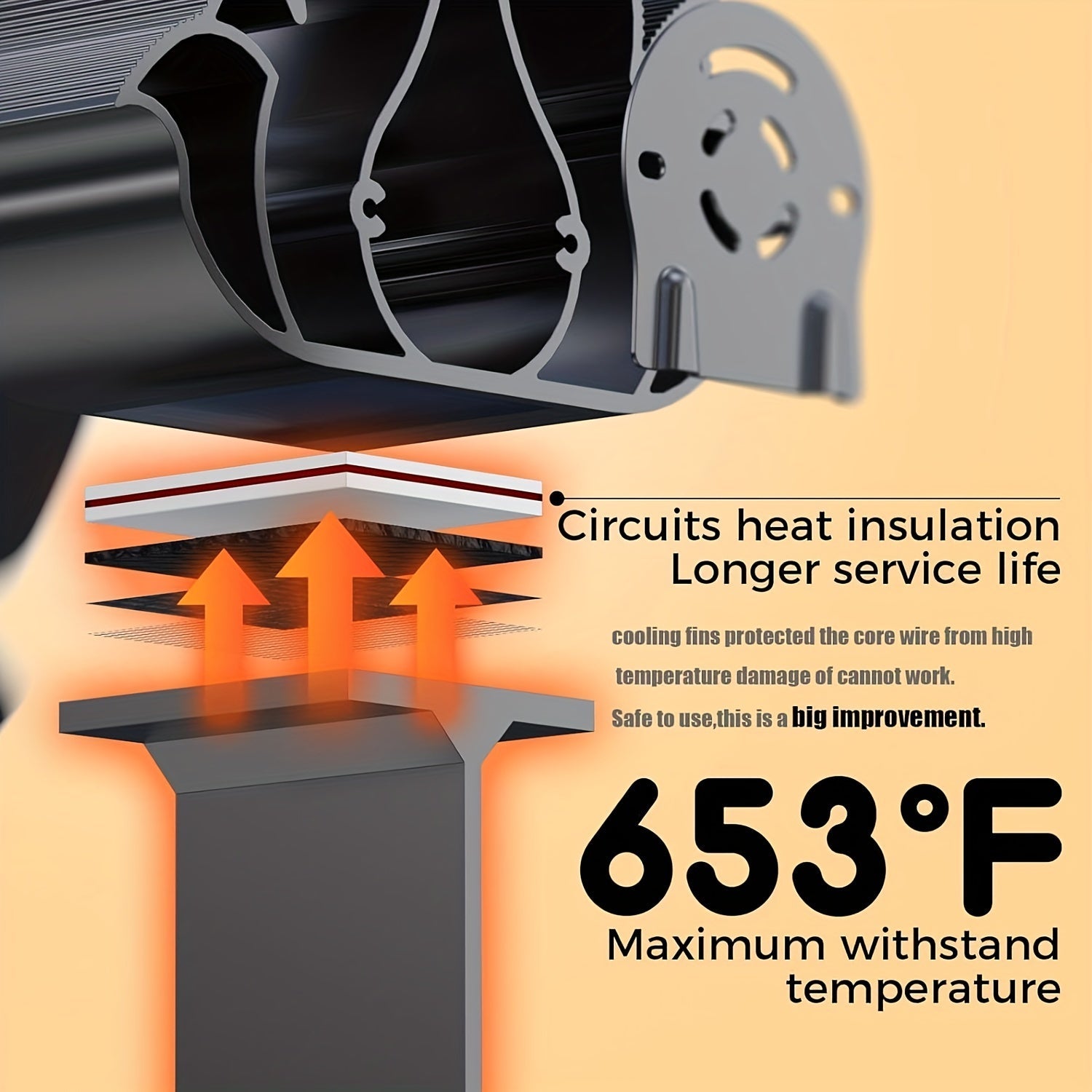 8-Blade Fireplace Fan with Built-In Thermometer for Wood Stove Heating