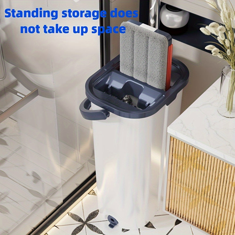 Juego de cubo y mopa plana autolimpiable para suelos de madera dura, baldosas y laminados