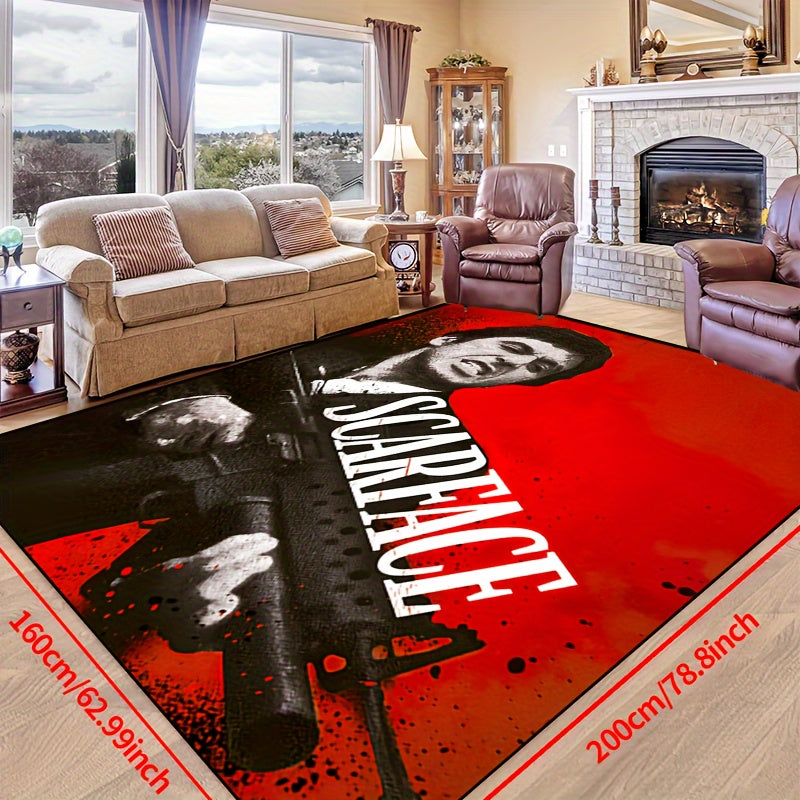 Red Non-Slip Mat Waterproof Easy to Clean for Living Room Bedroom Patio Garden