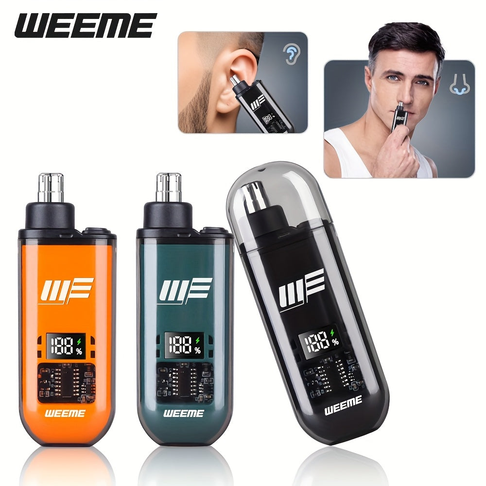 Men's USB Rechargeable Ear and Nose Trimmer with LCD Display in Orange Green Black