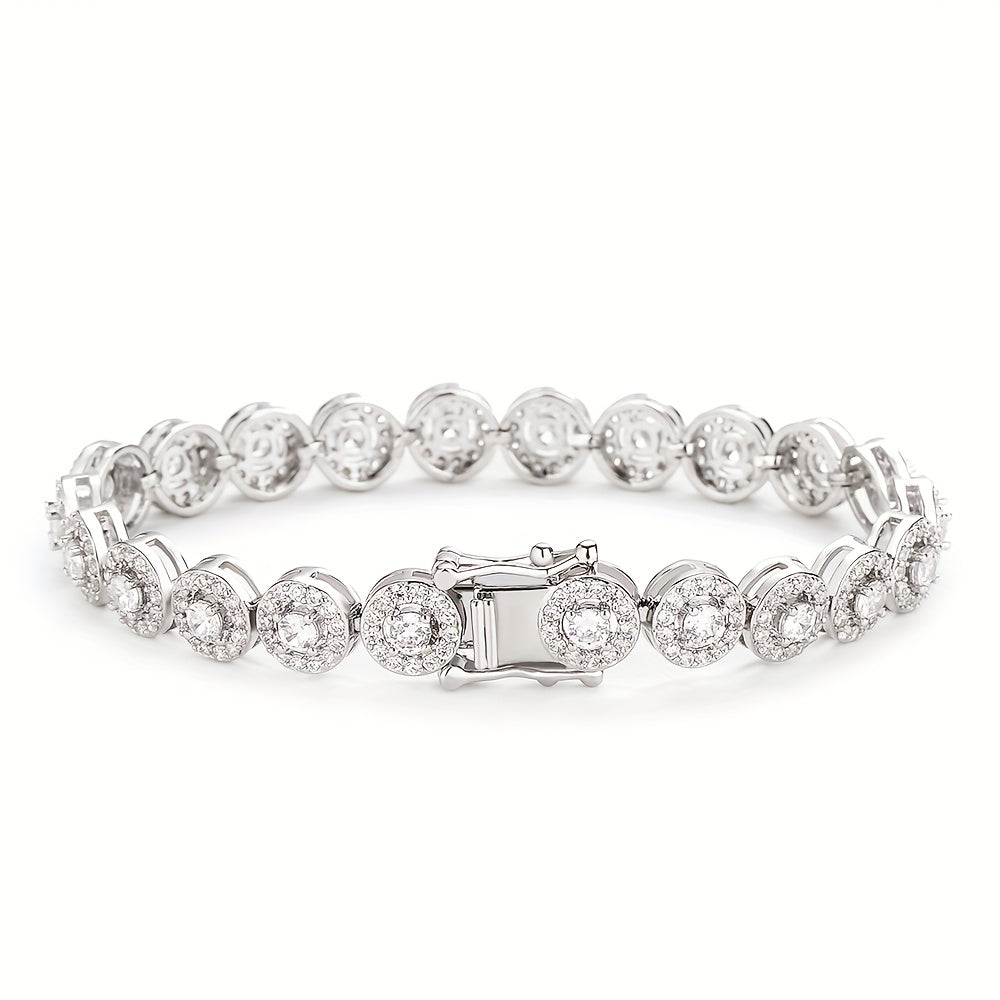 Women's Tennis Bracelet with Zirconia, Copper, Elegant Jewelry for Casual and Formal Wear