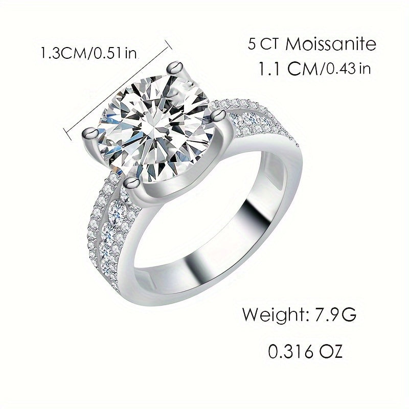 Vintage Moissanite Engagement Ring 5CT White Gold-Plated Sterling Silver Wedding Jewelry