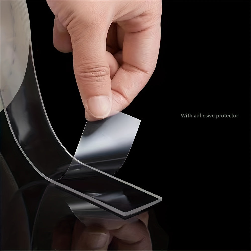 Прозрачный двусторонний нано-скотч для водонепроницаемых настенных наклеек, многоразовый и термостойкий для домашнего декора. Прочные клеящие полоски для многоцелевых монтажных нужд.