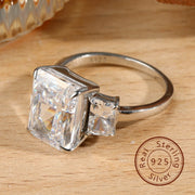 White Synthetic Gems Wedding Ring for Women Sterling Silver Engagement Jewelry