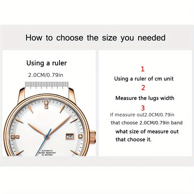 PU Leather Watch Strap with Automatic Butterfly Buckle, Various Sizes for Business or Gift