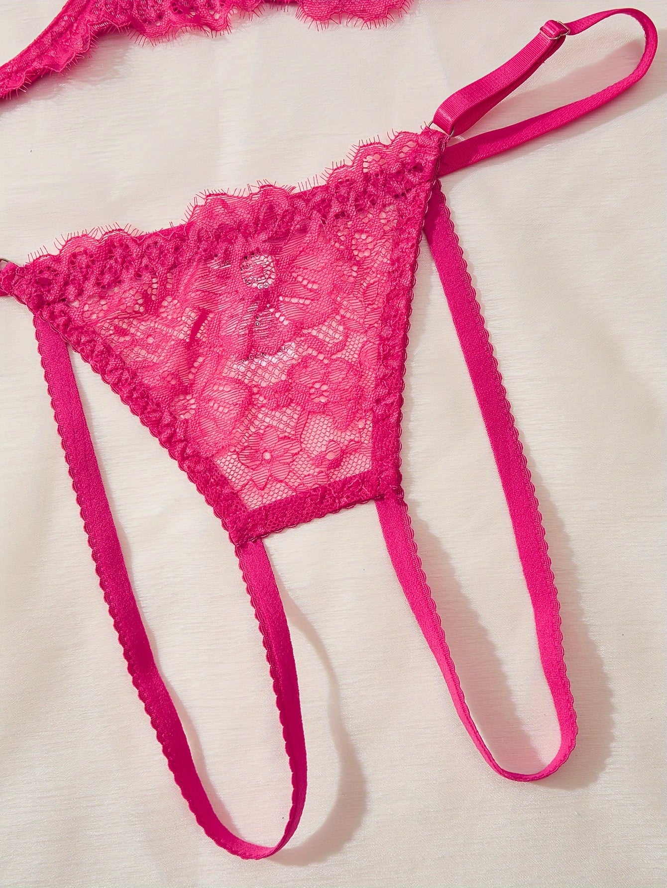 Women's Plus Size Lace Lingerie Set Open Bust Thong See-Through