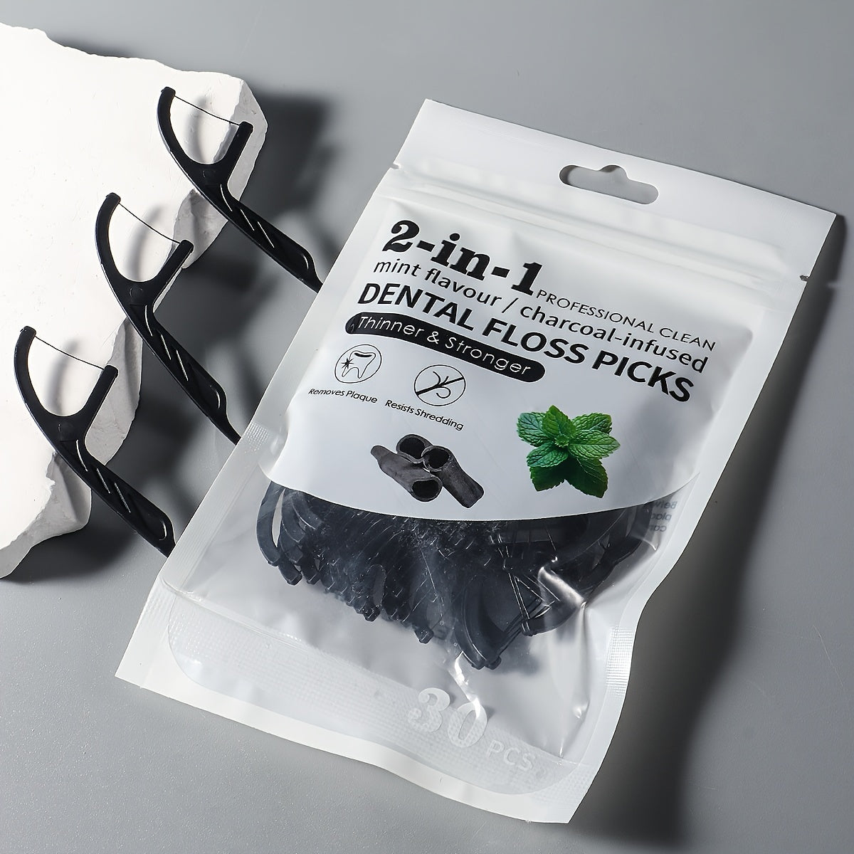 Uniseks bambuk ko'mirli tish ipi tanlovi, kesilmaydigan chiziq, kattalar uchun sayohat