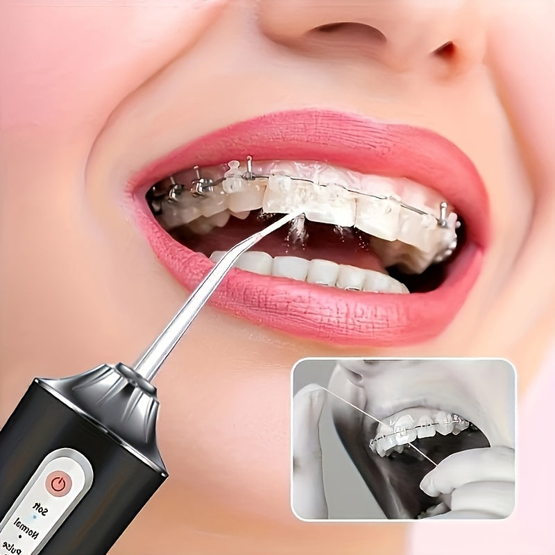 Hilo dental eléctrico para adultos, limpieza profunda de dientes y encías, rotación de boquilla