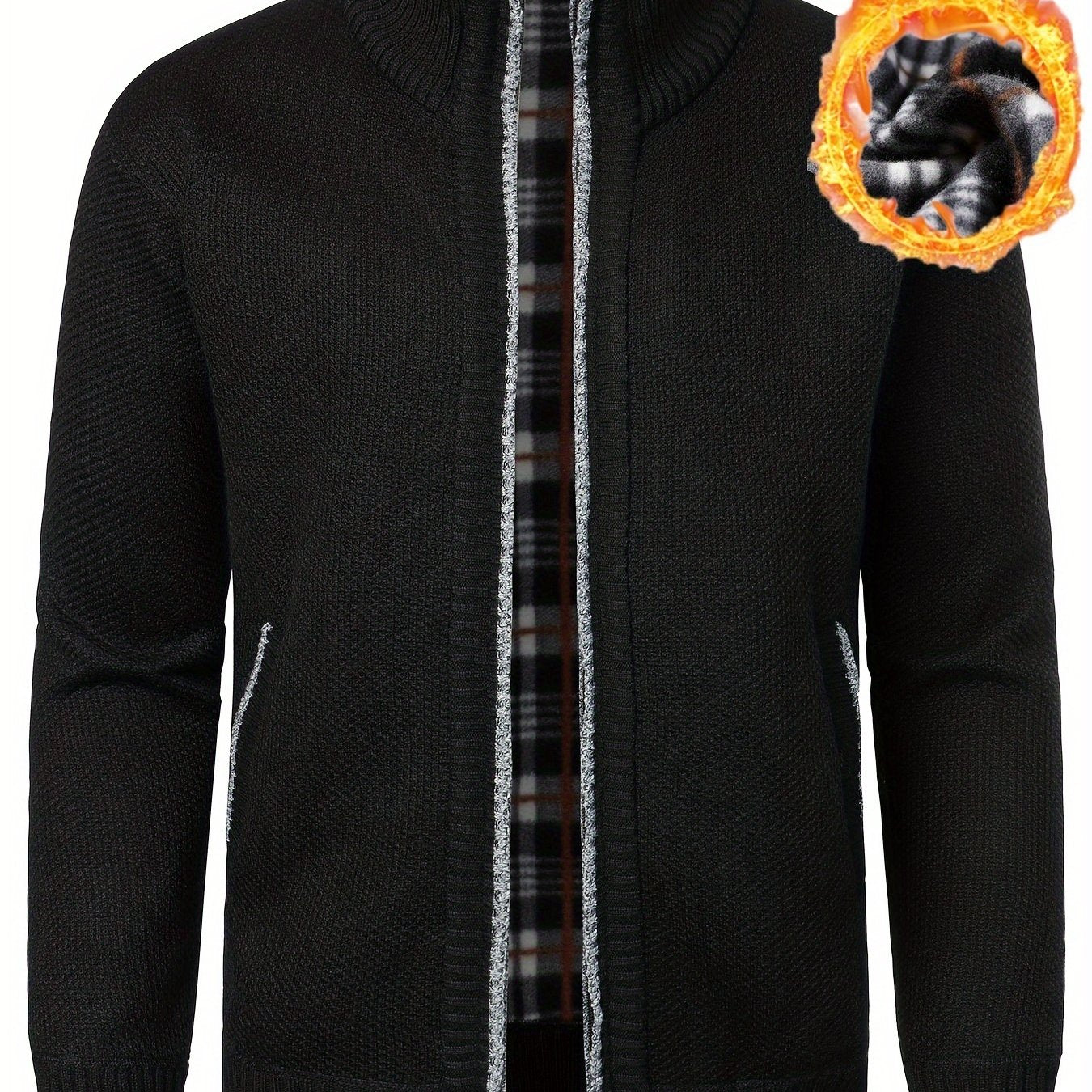 Men's Zippered Cardigan Sweater Knit Polyester Fall Winter Casual Regular Fit